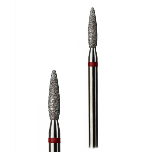 Фреза алмазна G.Nail полум'я з червоною насічкою 2,1/10мм. не гостре