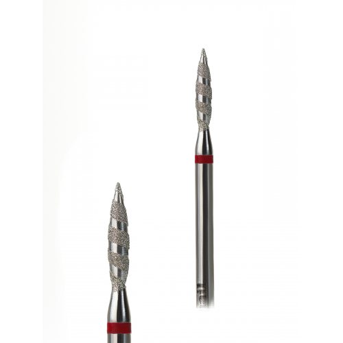 Фреза алмазна G.Nail полум'я торнадо з червоною насічкою 2,1мм.