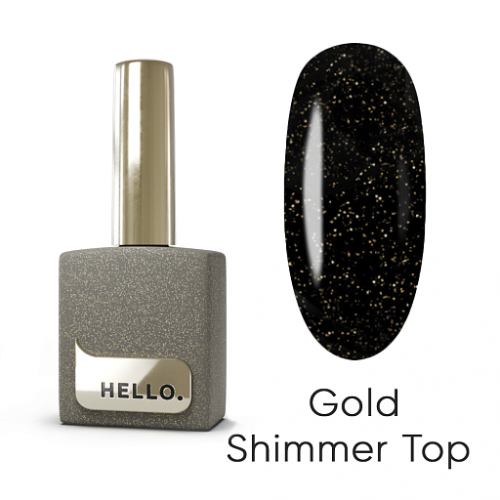 HELLO TOP GOLD SHIMMER 15 МЛ ТОП ДЛЯ ГЕЛЬ-ЛАКУ БЕЗ ЛИПКОГО ШАРУ З ШИММЕРОМ