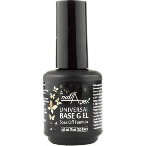 NailApex Soak Off UV Base густа каучукова база універсальна, 15 мл