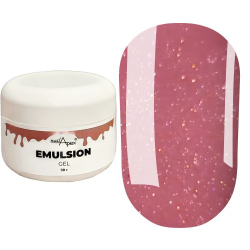 NailApex рідкий моделюючий гель Emulsion №4 (напівпрозорий рожевий із золотим мікроблиском), 30 г