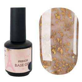 NailApex French Base 13 камуфлююча база (бежева із золотою поталлю), 15 мл