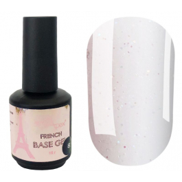 NailApex French Base 8 молочна камуфлююча база напівпрозора з різнокольоровим шиммером, 15 мл