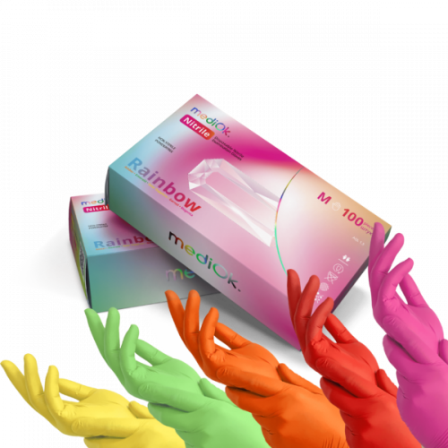 Нітрилові рукавички, MediOk Rainbow, XS (мікс кольорів)